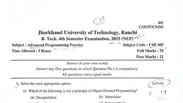 Jut b.tech A.P.P 2025 (NEP) CSE&IT 4th semester 💯 university question paper😍👌