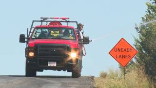 Large grass fire near Towanda burns up to 40 acres, prompts evacuations