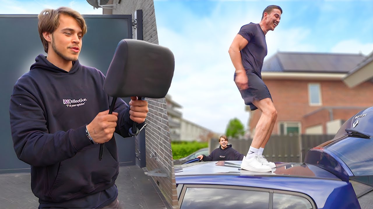 HIJ SLOOPT VOL ZIJN AUTO! 😂