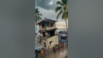 🌊Heavy Rain Causes Building Collapse #disaster #landslide #shorts