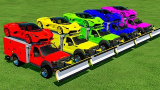 TRANSPORTING COLOR CHEVROLET, DACIA, AUDI, DACIA, CHEVROLET INTO GARAGES! - Farming Simulator 22