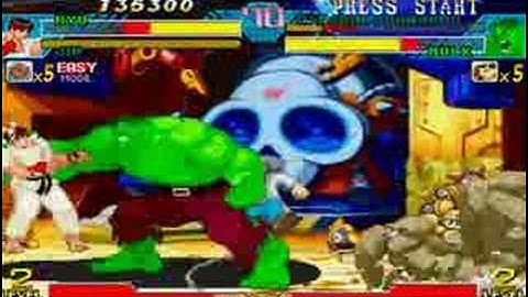 Marvel vs Capcom - Ryu|Jin vs Captain Commando|Hulk