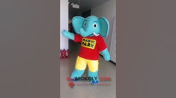 Party elephant mascot  by redbrokoly.com - Custom mascots - contact@redbrokoly.com