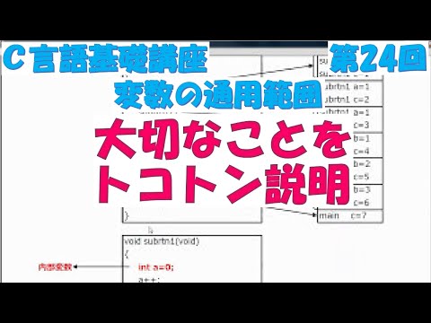 Ｃ言語基礎講座　第24回変数の通用範囲　全31回