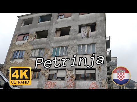 [4k Binaural Sounds] ASMR rain walk PETRINJA semi-abandoned town 2 years after earthquake| | Croatia