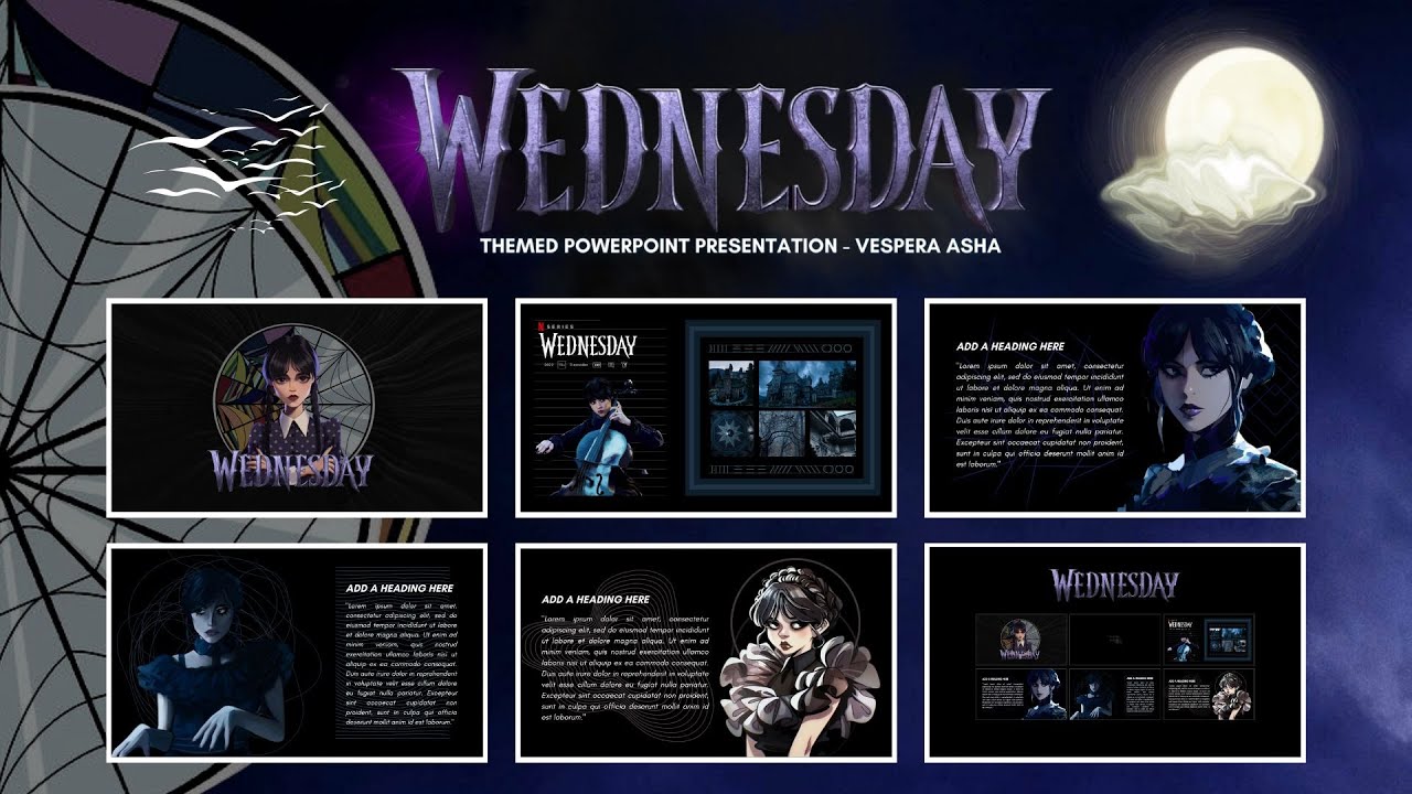 WEDNESDAY Inspired Themed Template | Aesthetic & Animated PPT | Vespera ...