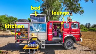 Ultimate 4x4 Fire Truck Converted to Expedition Camper w/ Built-in Pop Up Tent - Overlanding Africa