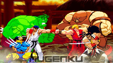 Wolverine vs Haohmaru ft Ryu, Ken, Hulk & Juggernaut. Marvel vs Capcom vs SNK MUGEN Multiverse