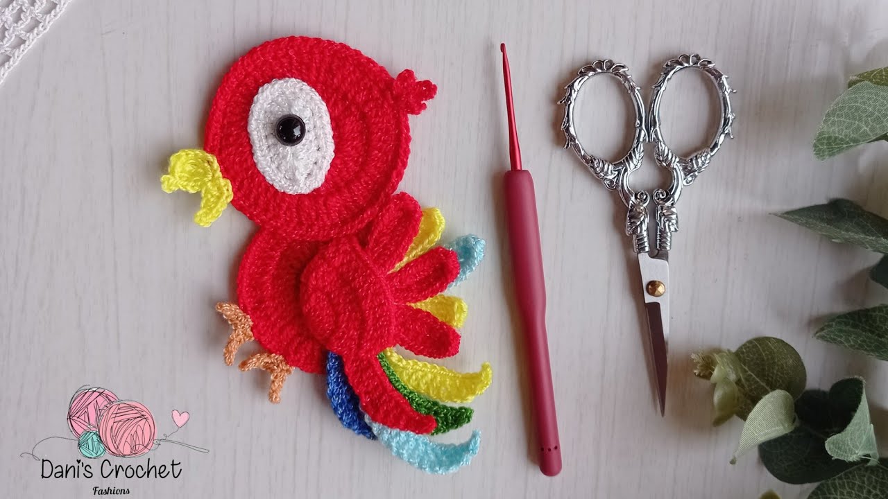😱 guacamaya escarlata 🦜|nueva aplicación a crochet | se teje fácil