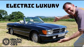 Luxury electric Mercedes 500SL road trip to Loton Park hill climb.