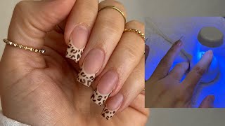 DIY short cheetah gel tip nails