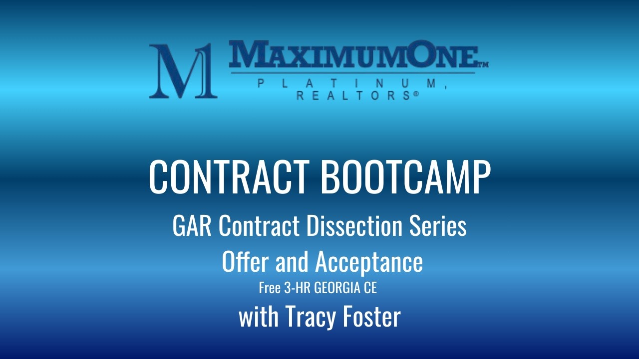 GAR Contract Dissection Series – Offer & Acceptance | Real Estate Training for Agents