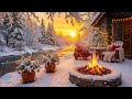 Peaceful Cabin Ambience In Winter Forest Cozy Fire Pit Calming River Sounds For Relaxation 