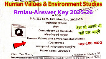 human values and environmental studies ba 3rd semester rmlau answer key 2026 | awadh university 