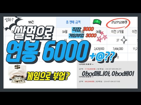   게임 부업 쌀먹으로 연봉 6000만원 찍었습니다