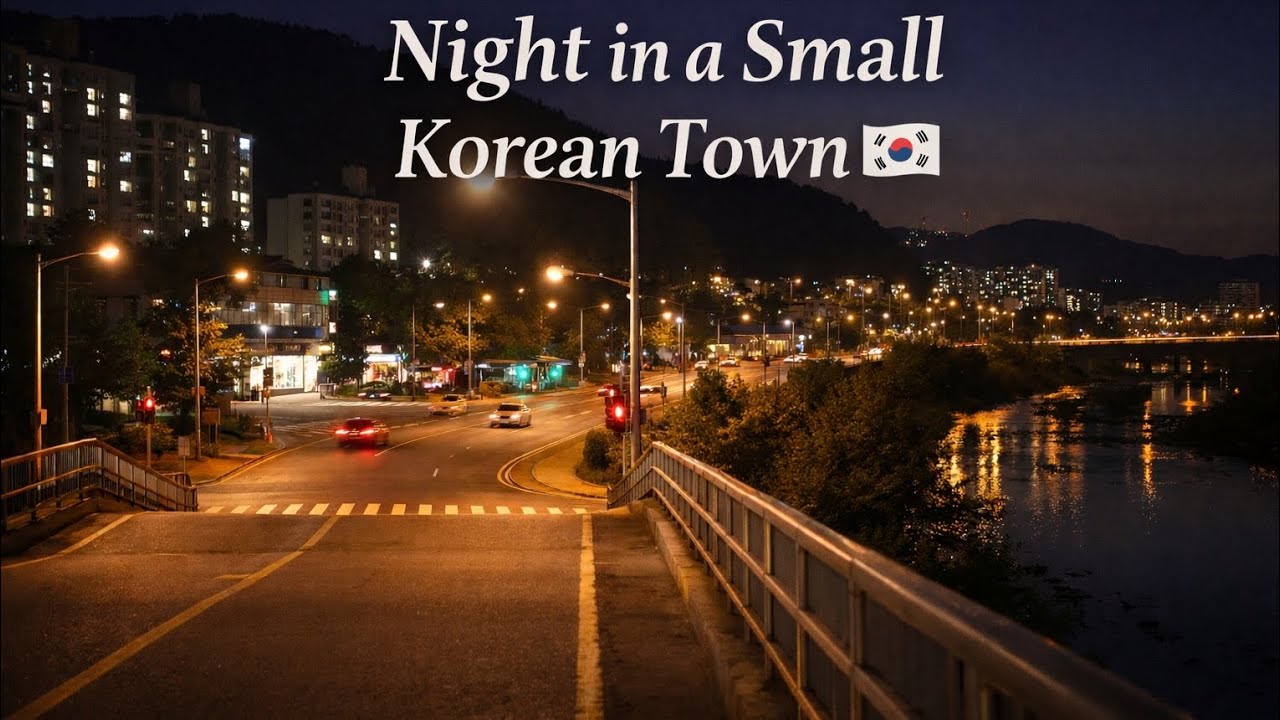 Quiet Night Walk in a Small Korean Town 🇰🇷 (No Talking)