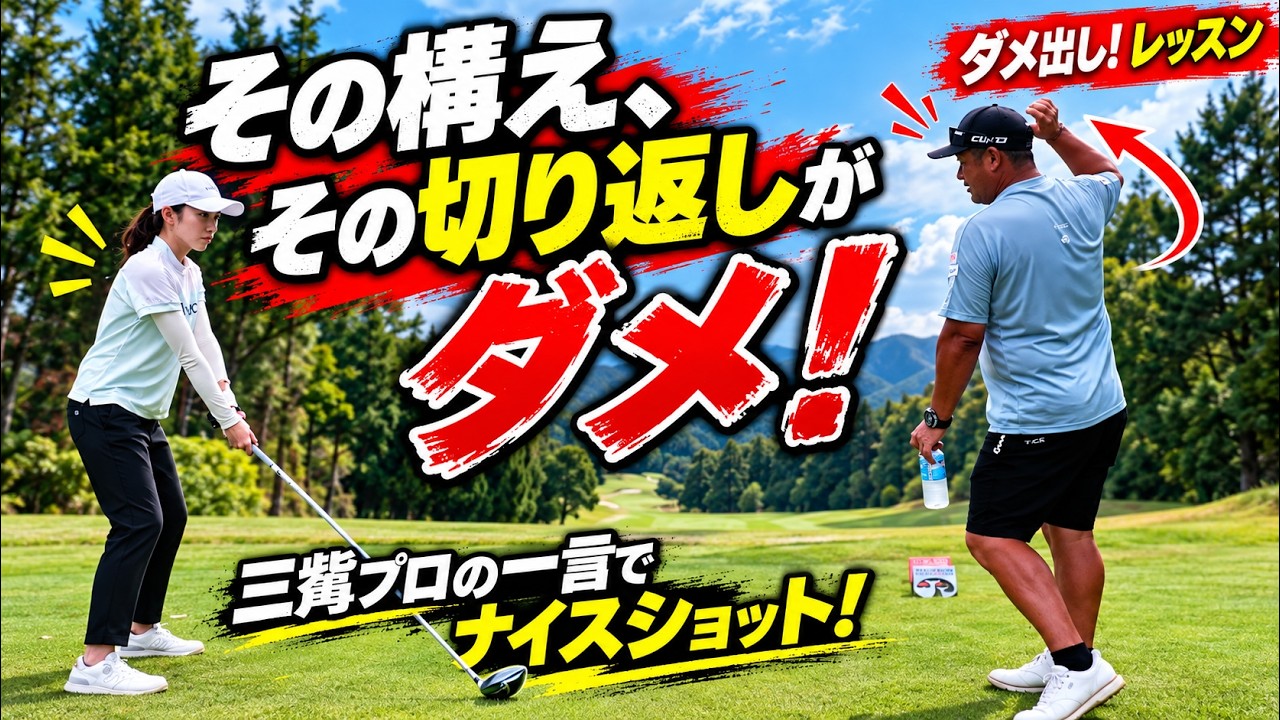 三觜プロがティーイングエリアで即ダメ出し！構えと切り返しを直したらナイスショット連発