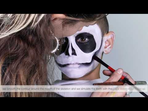 Návod jak se nalíčit na Halloween - Make-up - Kostra www.party-prodej.cz