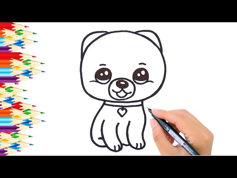 Как нарисовать милую СОБАЧКУ / Рисунок раскраска для детей /  Раскрась Ка