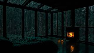 Soft Summer Rain Outside a Peaceful Cabin 🌧 (No Ads) | Warm Bedroom Ambience for Deep Relaxation