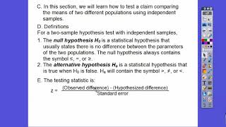 Testing Difference Between Means (Independent, S D 's Known) - Section 8. (Part 1)
