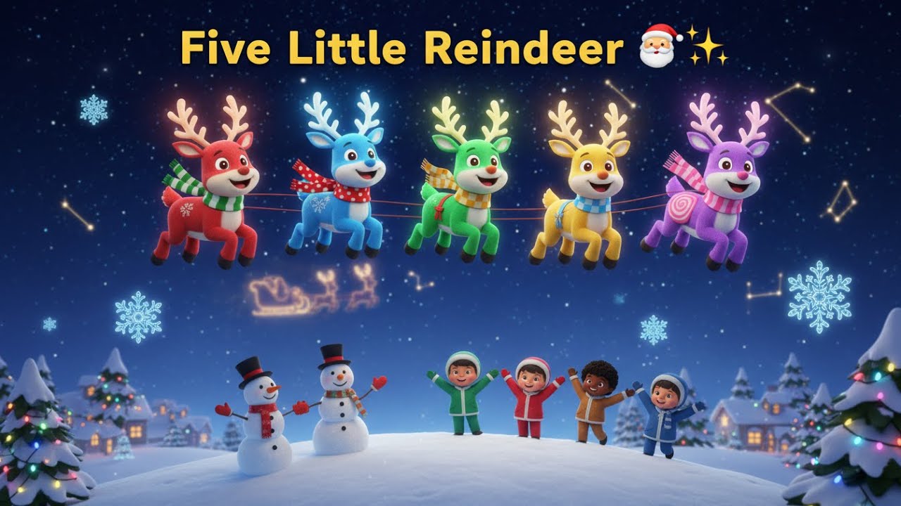 Five Little Reindeer Christmas Adventure | Fun Reindeer Counting Rhyme for Kids & Toddlers 🎄🦌