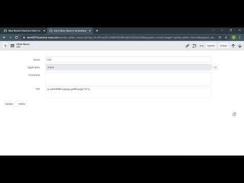 ServiceNow | Syntax Editor Macro | info