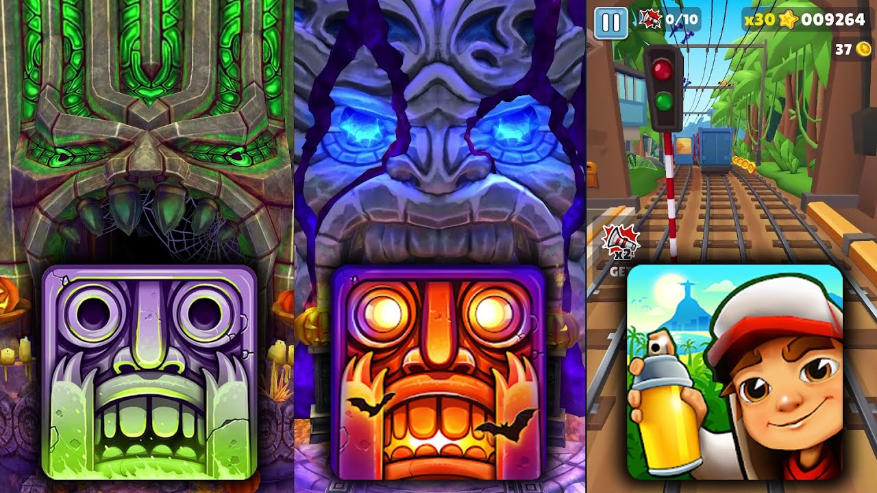 Temple Run 2 Spooky Summit Vs Temple Run 2 Spooky Ridge Vs Subway Surfers Rio Among Us - endless run