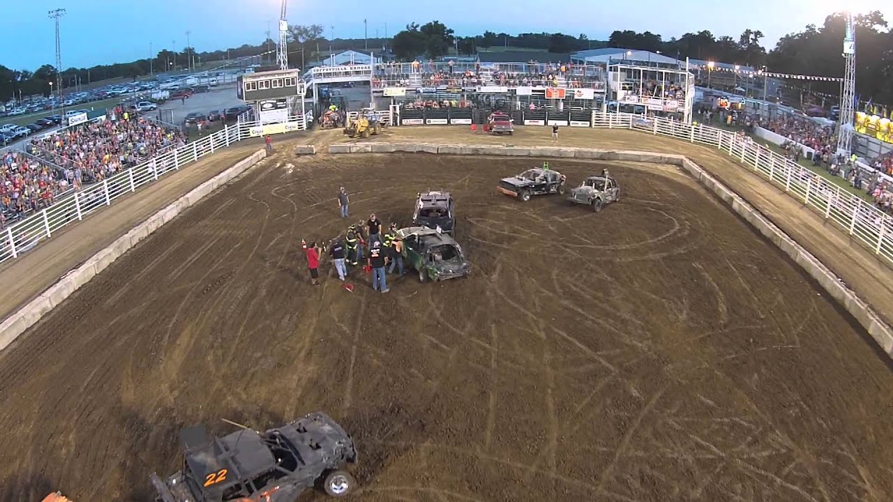 Aerial Footage of Heat 3, 2015 Demo Derby in Coffeyville Kansas YouTube