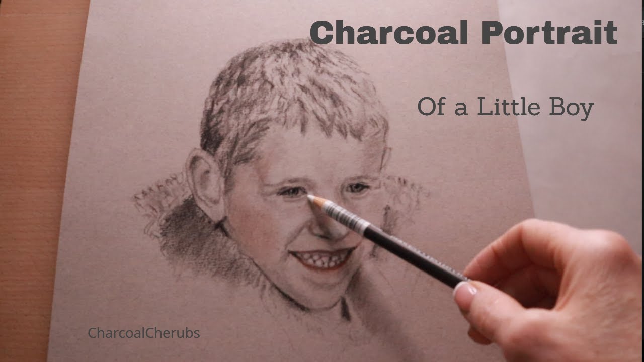 Charcoal Portrait of a Little boy / Nitram Charcoal, Derwent Pencils