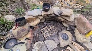 Wild Hammock camp, part 2.  2nd camp. clay oven build.