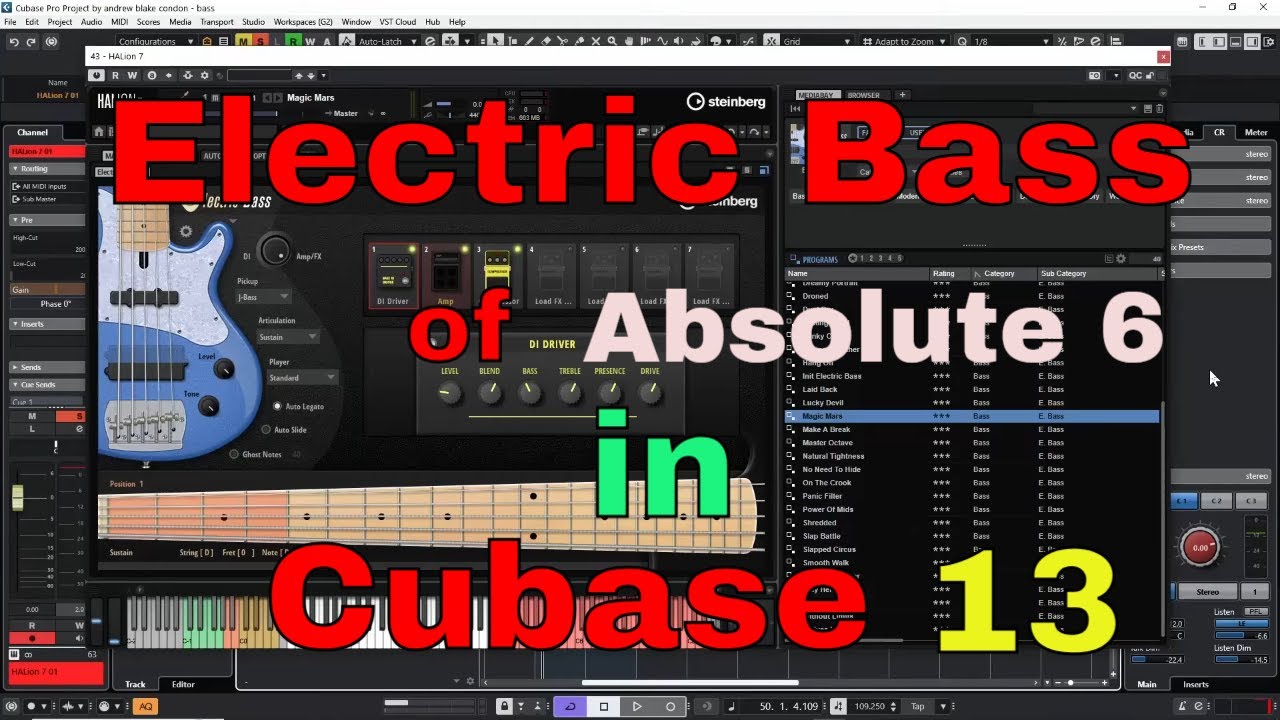 な*お様 Cubase Pro 13 + Absolute 6 + e-lice Electric Bass of Absolute 6 in Cubase 13 - YouTube