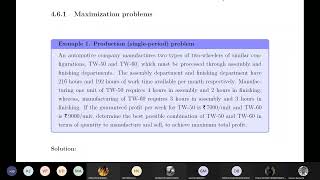 Linear Programming Problem -  Standard Maximization Case (Solution by Algebraic & Graphical Method)