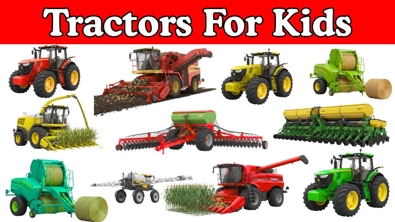 Названия и звуки сельскохозяйственных тракторов | Сельскохозяйственная техника для детей