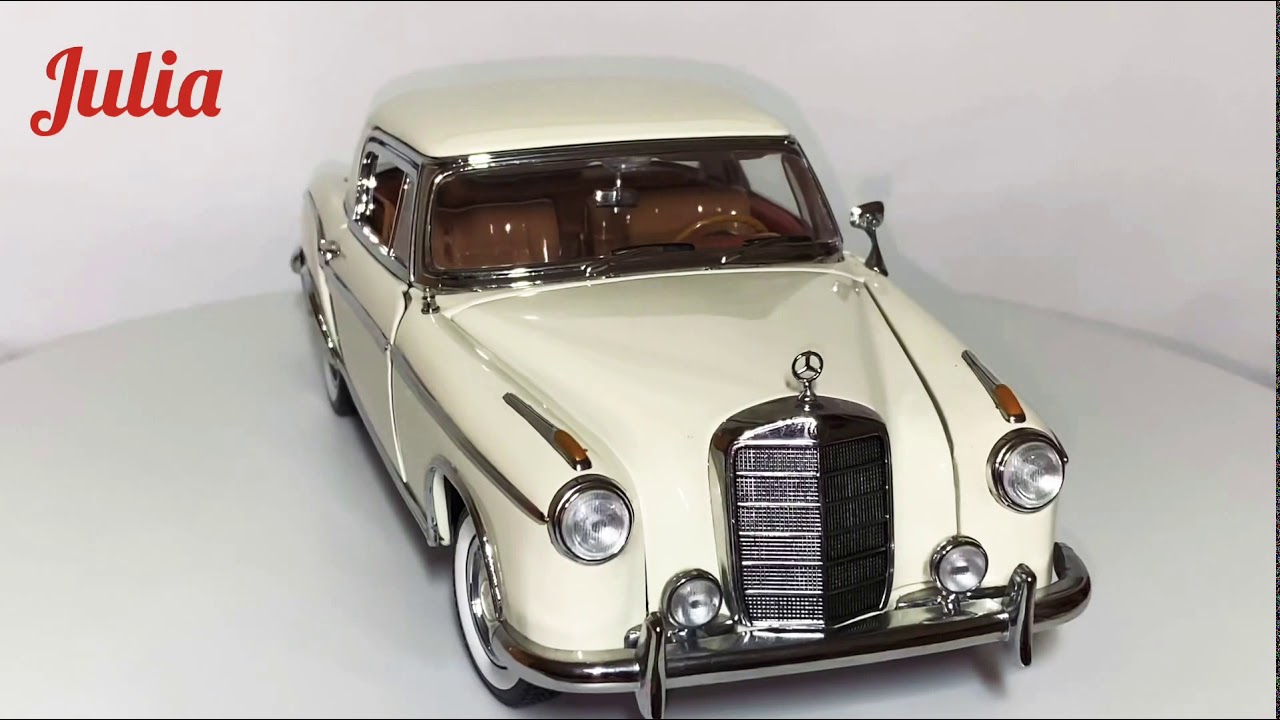 Sunstar 3591 1/18 Ölçek, 1958 Mercedes Benz 220SE Coupe, Bej-Pembe