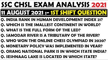 SSC CHSL Analysis 11 August | 11 August SSC CHSL 1st Shift, SSC CHSL Exam Analysis 11 Aug 2nd Shift