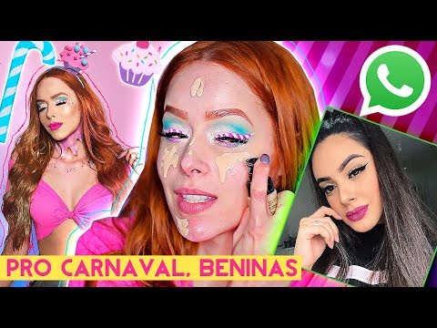 INVENTARAM MINHA MAQUIAGEM DE CARNAVAL ft Ju Leme | MAKE E DIY TIARA CANDY