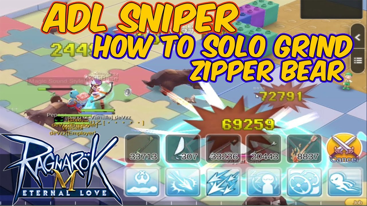 Adl Sniper Solo Farming Leveling Zipper Bear Ragnarok Mobile Eternal Love Youtube