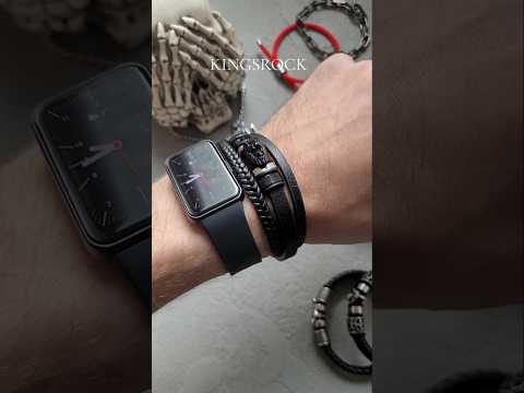Чоловічий браслет шкіряний чорний KINGSROCK розмір 17-19 см (довжина 21 см), відео 2