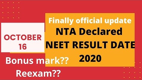 NEET RESULT 2020 | NTA OFFICIAL UPDATE  | RESULT DATE #Neet #nta