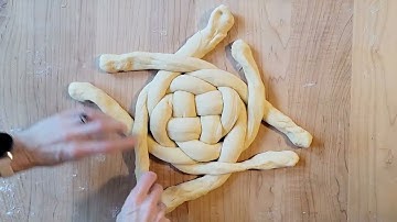 Braiding round challah
