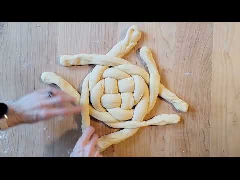 Braiding round challah