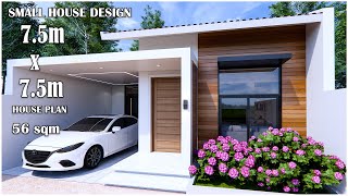 Small House Design | 7.5m x 7.5m House Plan | Simple House with roof deck