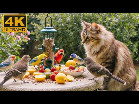 [No Ad Interruptions] Cat TV 😺 Birds flutter overhead as a squirrel investigates the ground below.