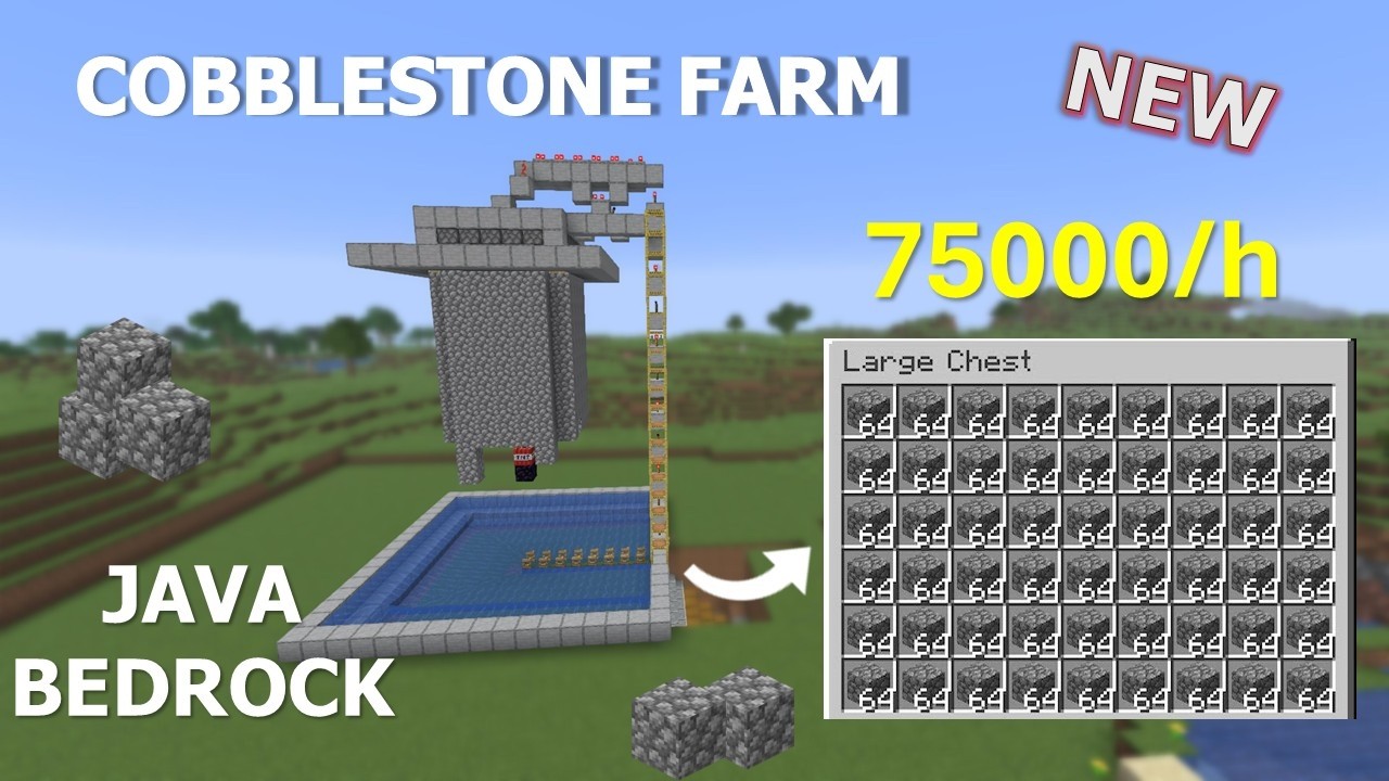 Minecraft Fully automatic Cobblestone Farm! Java & Bedrock - YouTube
