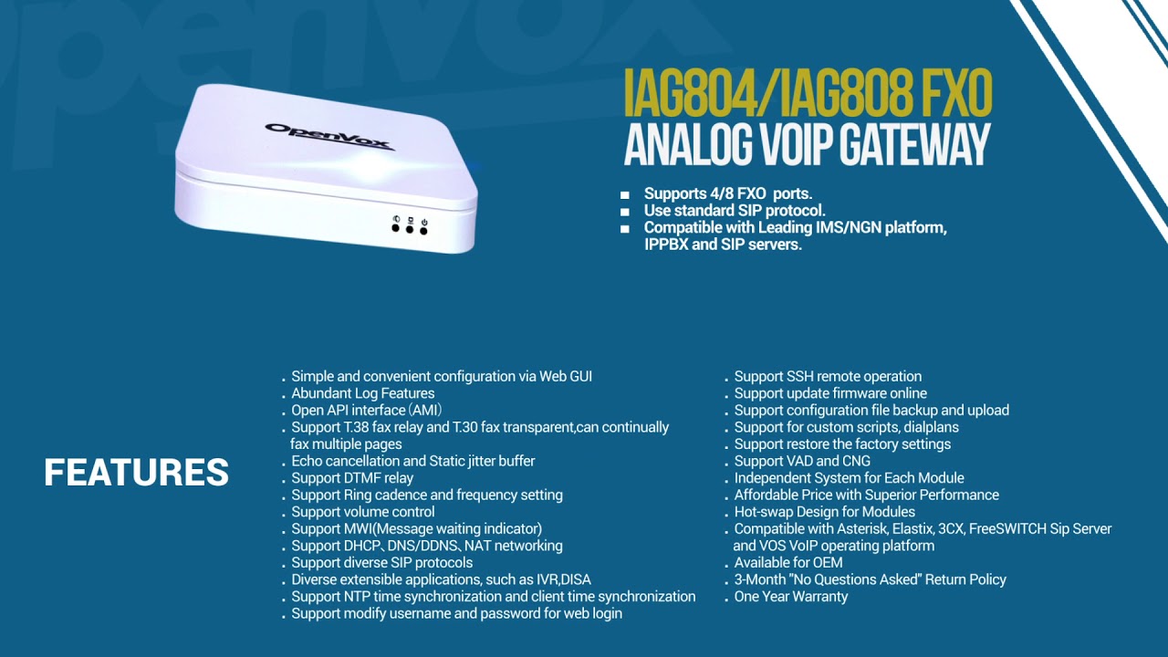 Passerelle VoIP FXO Openvox iAG804/iAG808