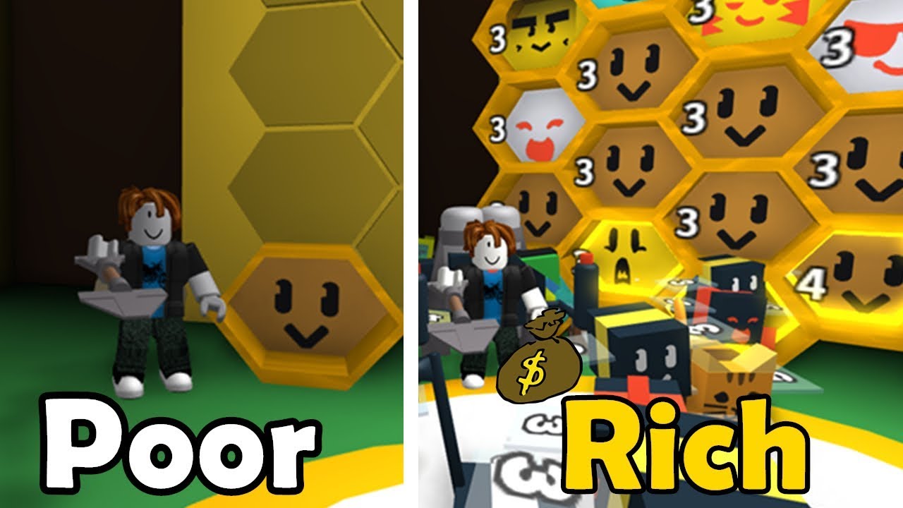 Poor Noob Vs Rich Noob Bee Swarm Simulator Youtube - noob vs pro vs hacker in roblox bee swarm simulator