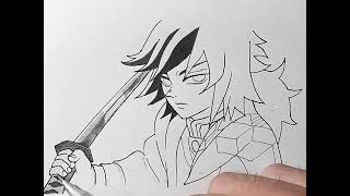 How to draw Giyuu Tomioka from Demon Slayer: Infinity Castle Movie