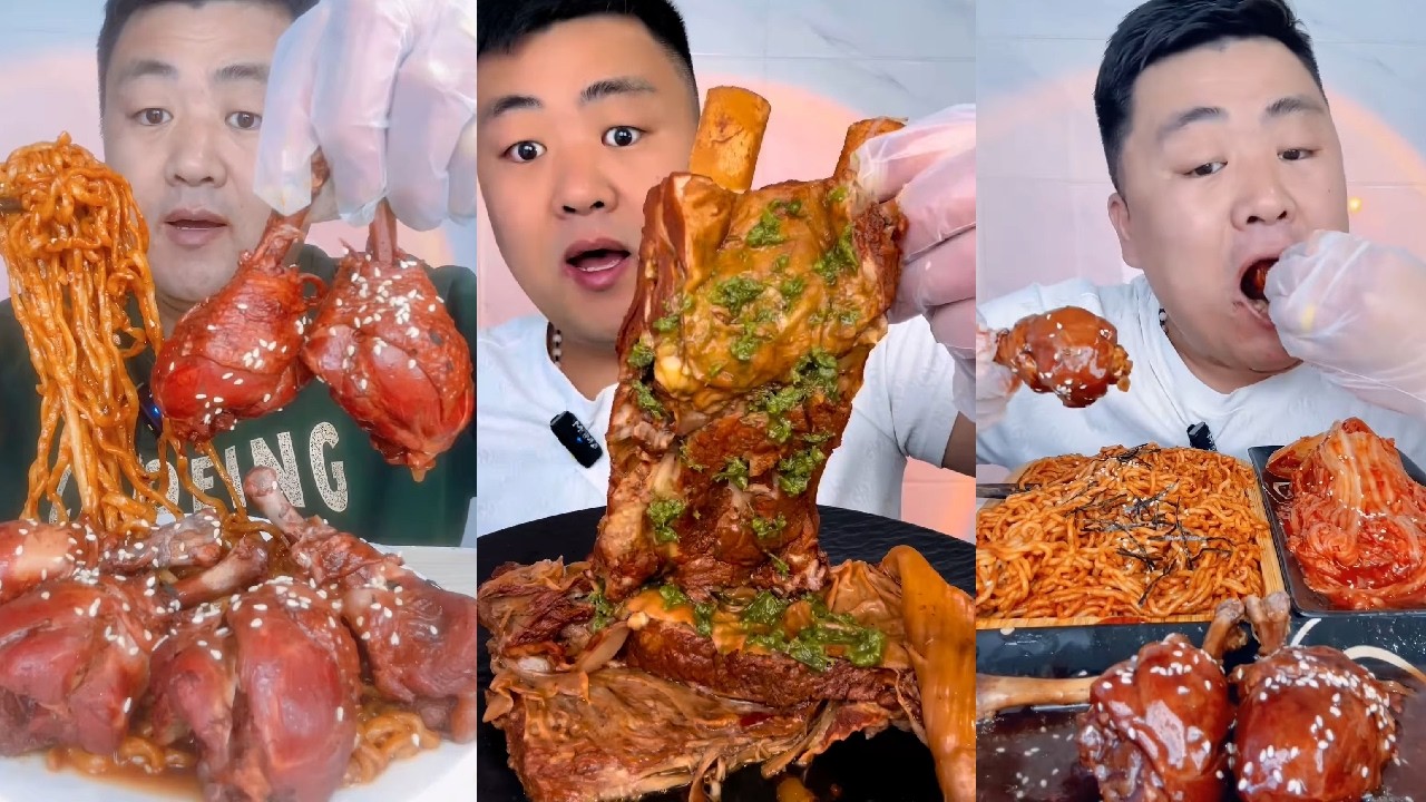 【ASMR】【MUKBANG】Xiaofeng Brother's Immersive Feast: Tackling Handheld Steak and Chicken Legs