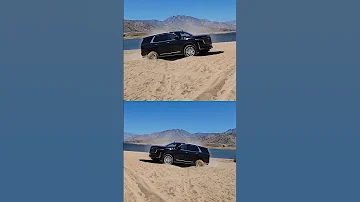 Cadillac Escalade 2023 With ESTHETE Black Kit Stuck In Sand With 2wd In Dubai Car Cadillac Shorts 